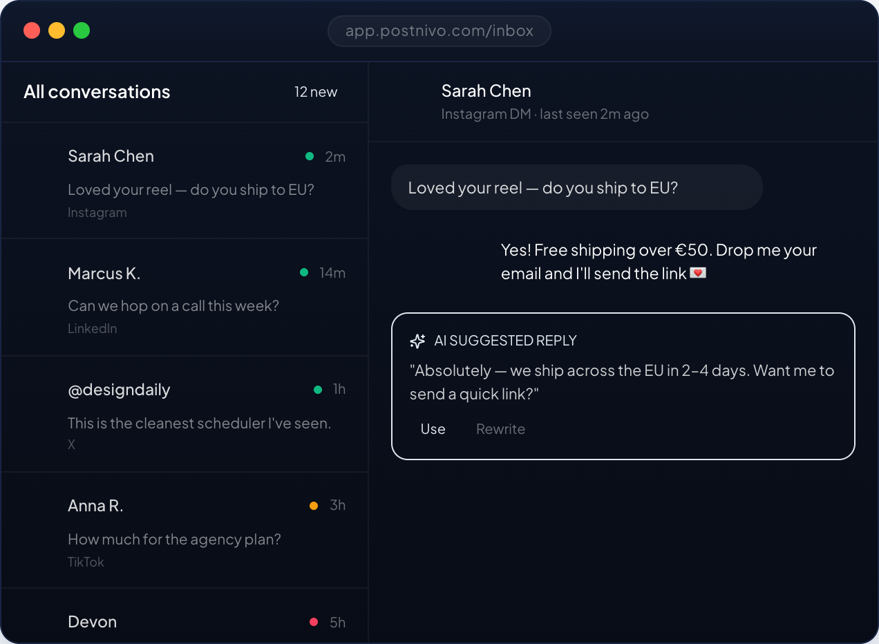 Postnivo — Unified inbox with AI replies